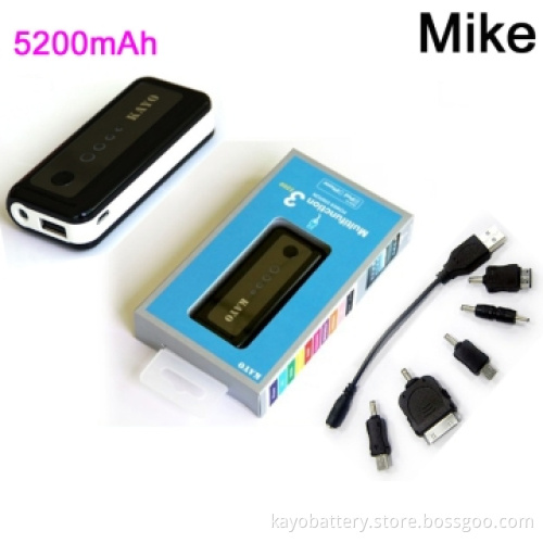 5200mAh Mobile Power with Flashlight, 5pcs connectors